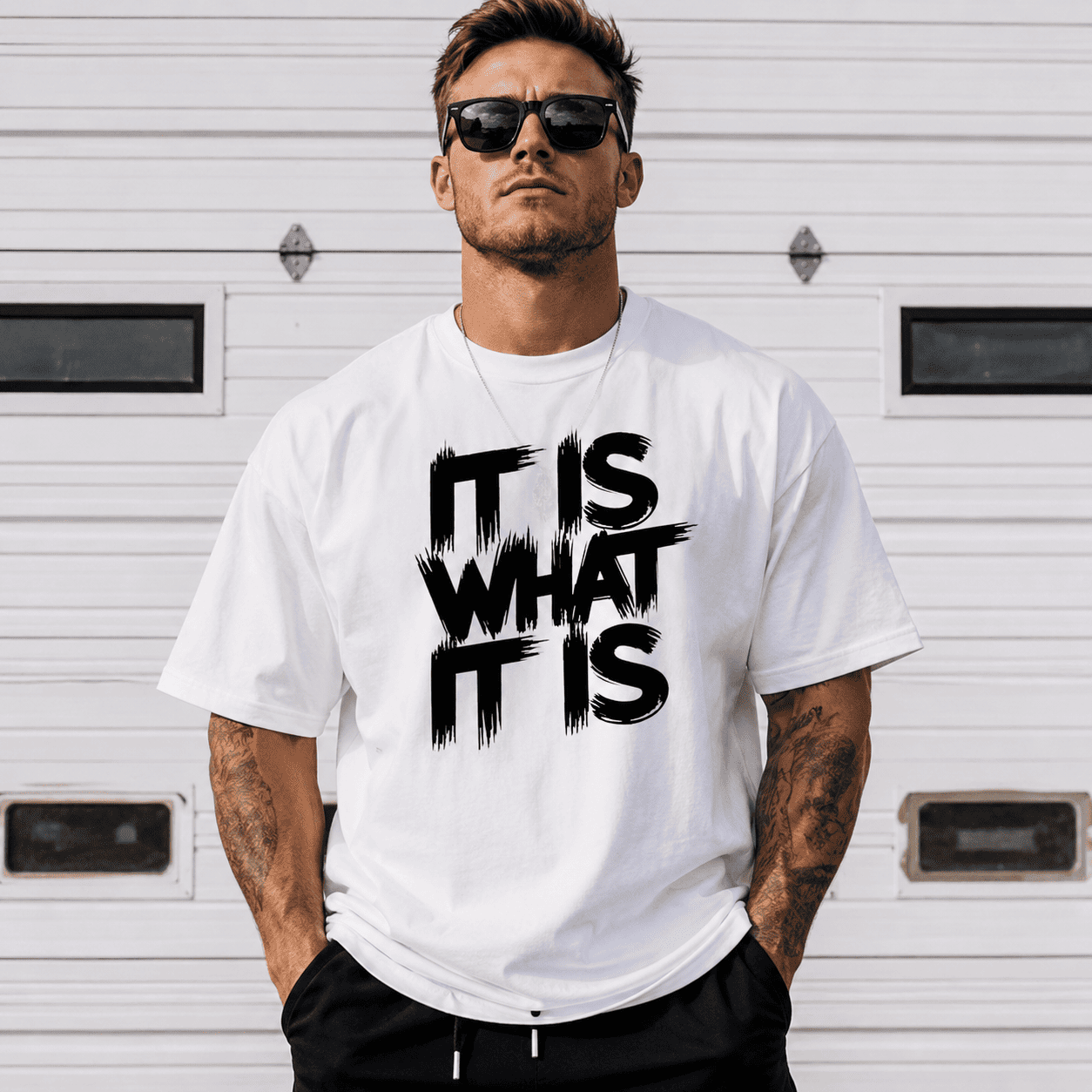 Men’s It is what It is T-Shirt Casual Streetwear Bold Pattern Print Tee