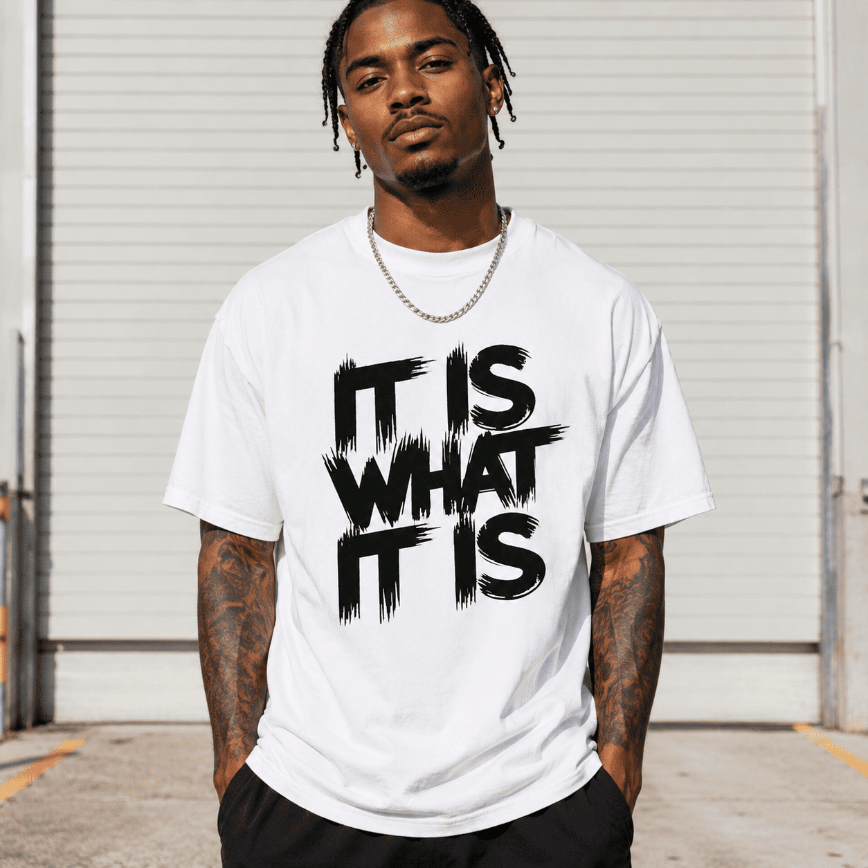 Men’s It is what It is T-Shirt Casual Streetwear Bold Pattern Print Tee