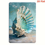 Beach Theme Tin Sign - Artistic Seashell Wall Decor Metal Poster for Home