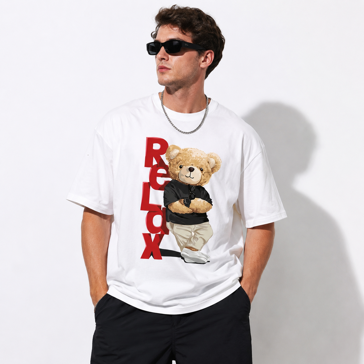 Funny Bear Graphic T-Shirt Cool Street Style Teddy Tee