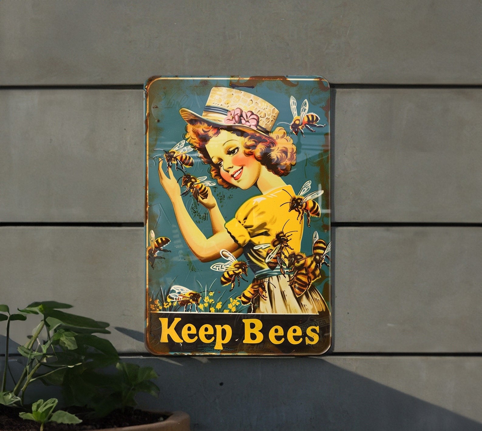 Beekeeping Vintage Metal Tin Sign Beekeeper Bee Wall Decor Rustic Plaque