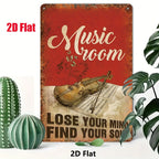 Music Room Tin Sign - "Lose Your Mind Find Your Soul" Metal Wall Art Decor