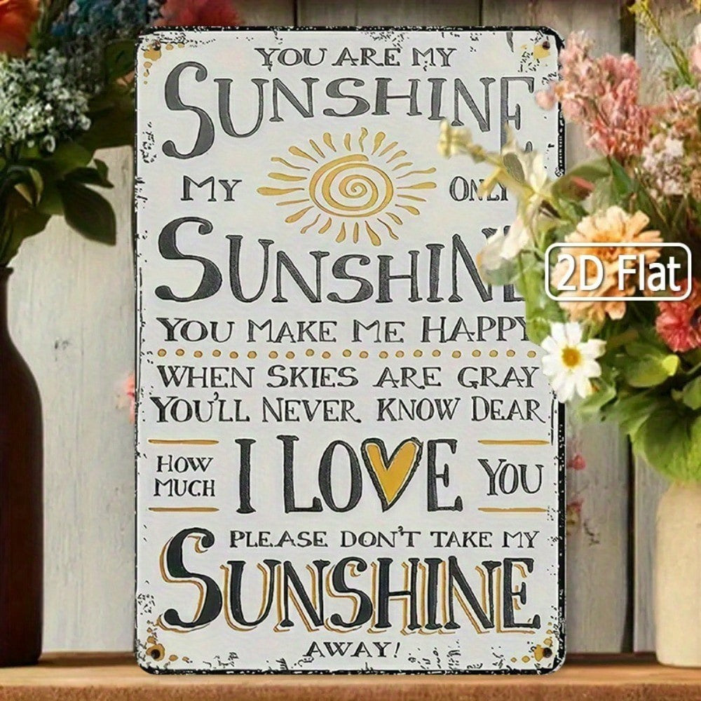 You Are My Sunshine Metal Tin Sign - Vintage Sun Lyric Nursery Kids Wall Decor