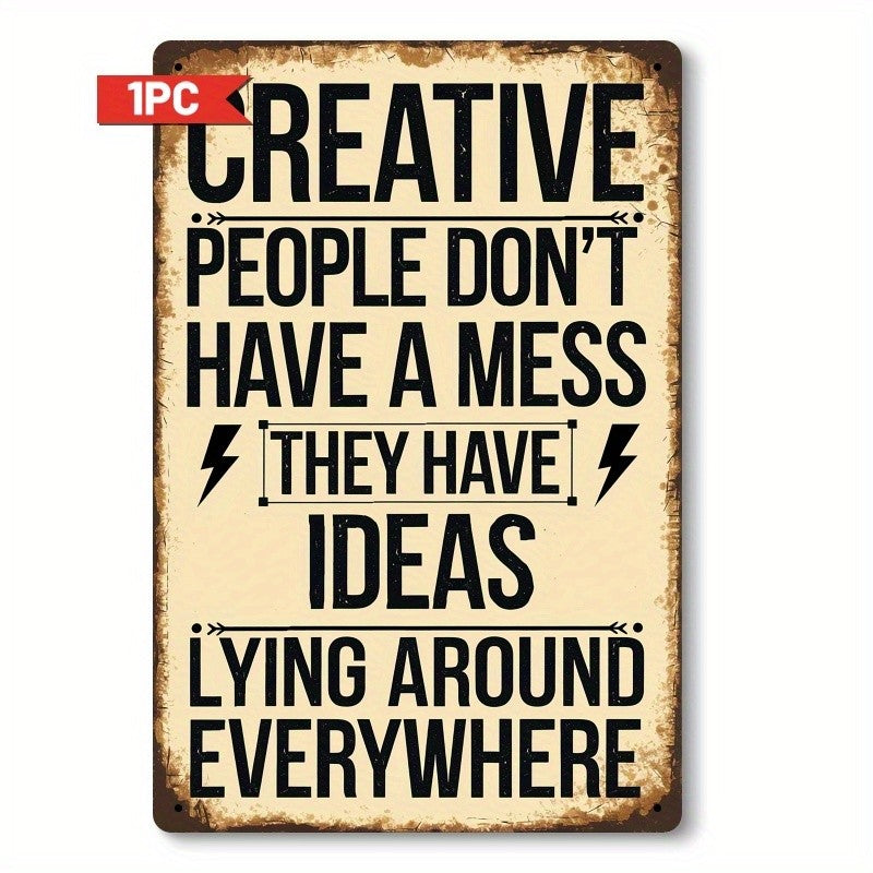 Creative People Ideas Metal Tin Sign Funny Art Studio Decor Messy Room Wall Art