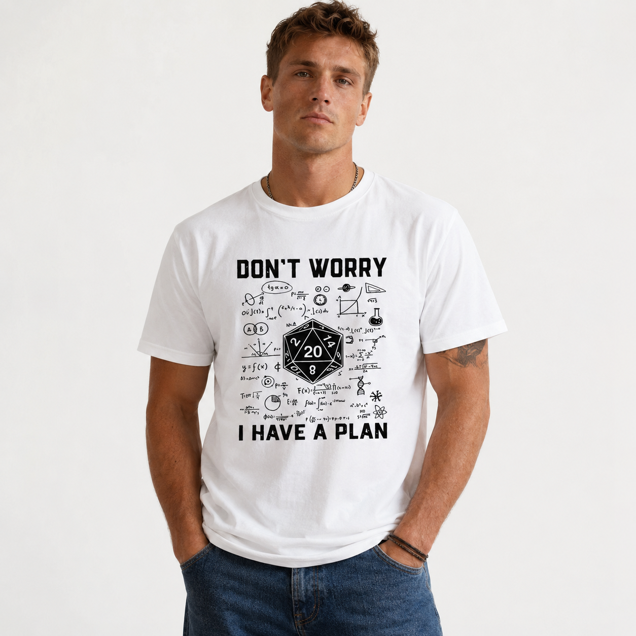 Don't Worry I Have a Plan Funny Nerd Dice Math Graphic T-Shirt Geek Tee