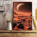 Martian Landscape Metal Sign - Red Planet Space Tin Wall Art Decor
