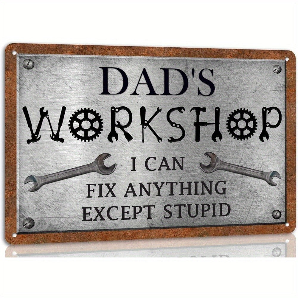 Funny Dads Workshop Metal Sign - Retro Garage Tool Decor Father's Day Gift