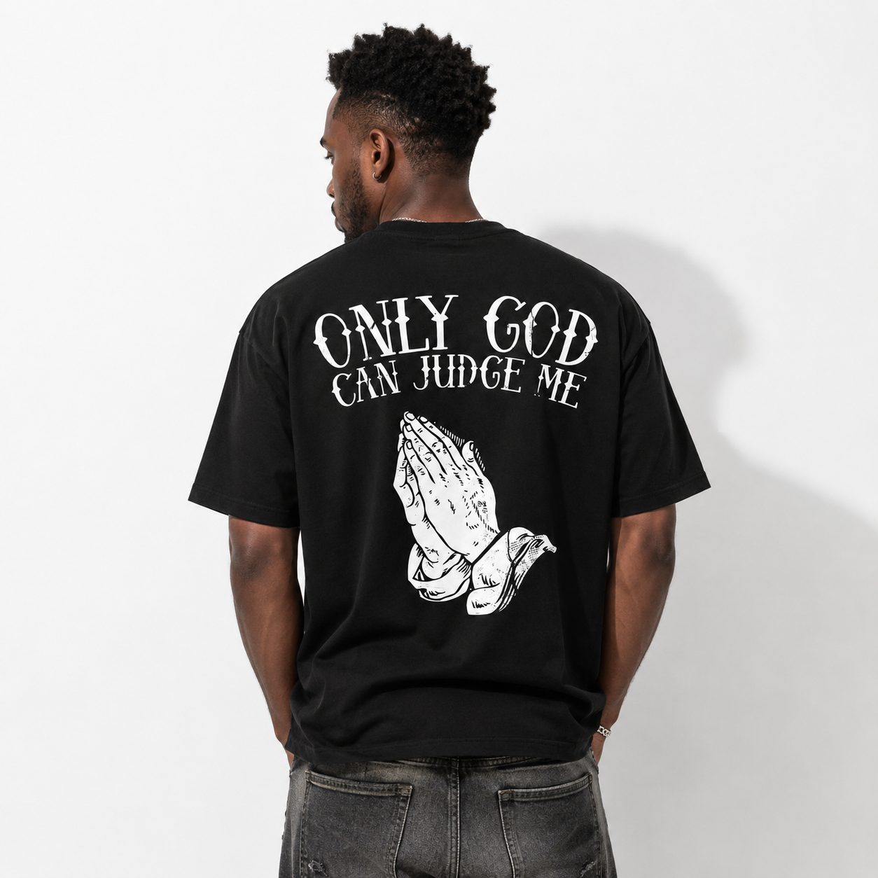 Only God Can Judge Me T-Shirt | Christian Praying Hands Graphic Tee