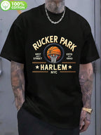 Harlem NYC Rucker Park Basketball Graphic T-Shirt Vintage Streetball Retro Tee