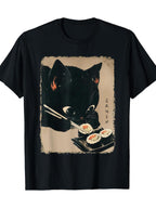 Kawaii Cat Sushi Anime T-Shirt Japanese Cute Kitten Food Graphic Tee