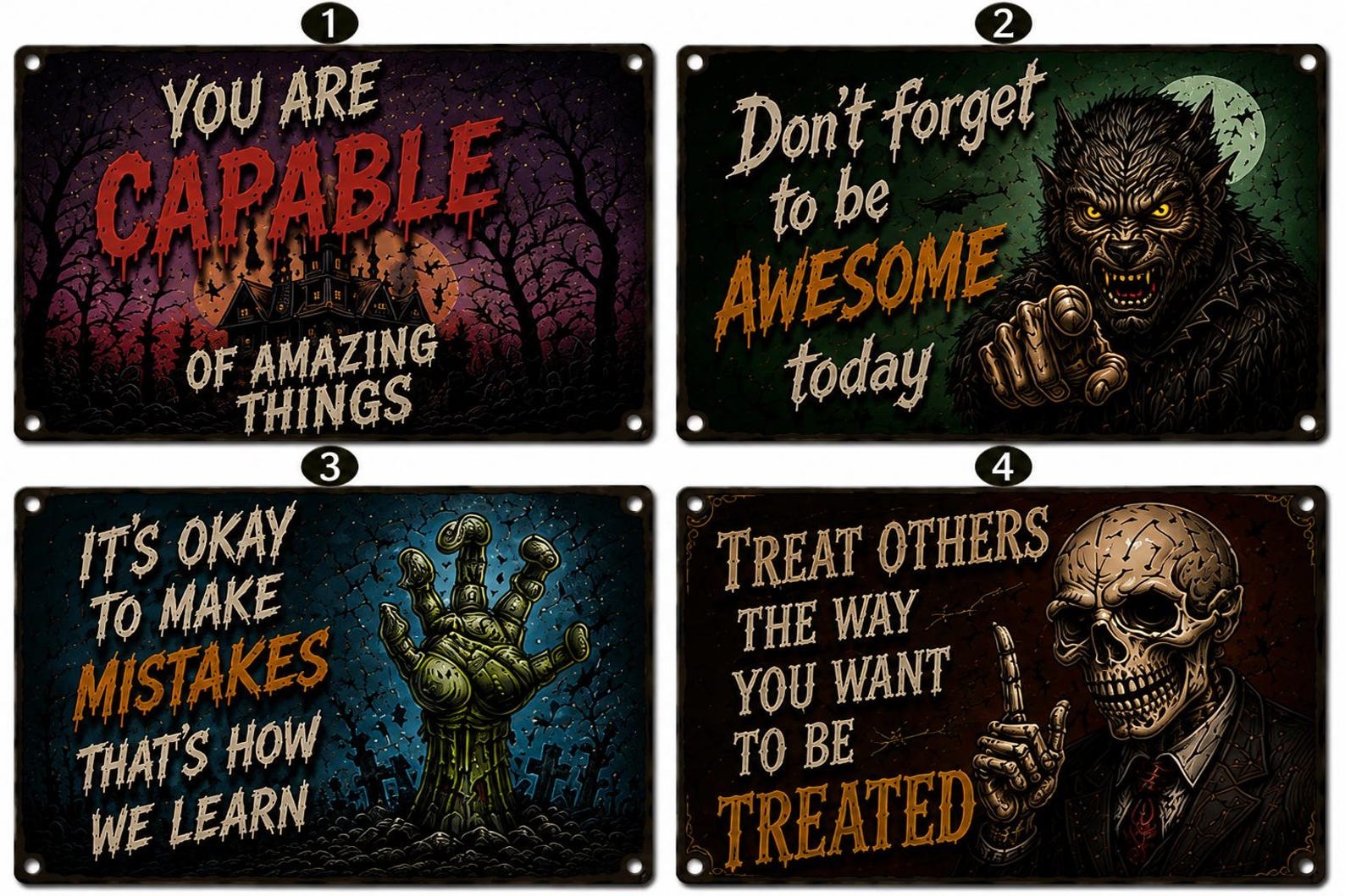 Gothic Metal Sign Horror Quote Wall Decor Witchcore Room Spooky Art Plaque