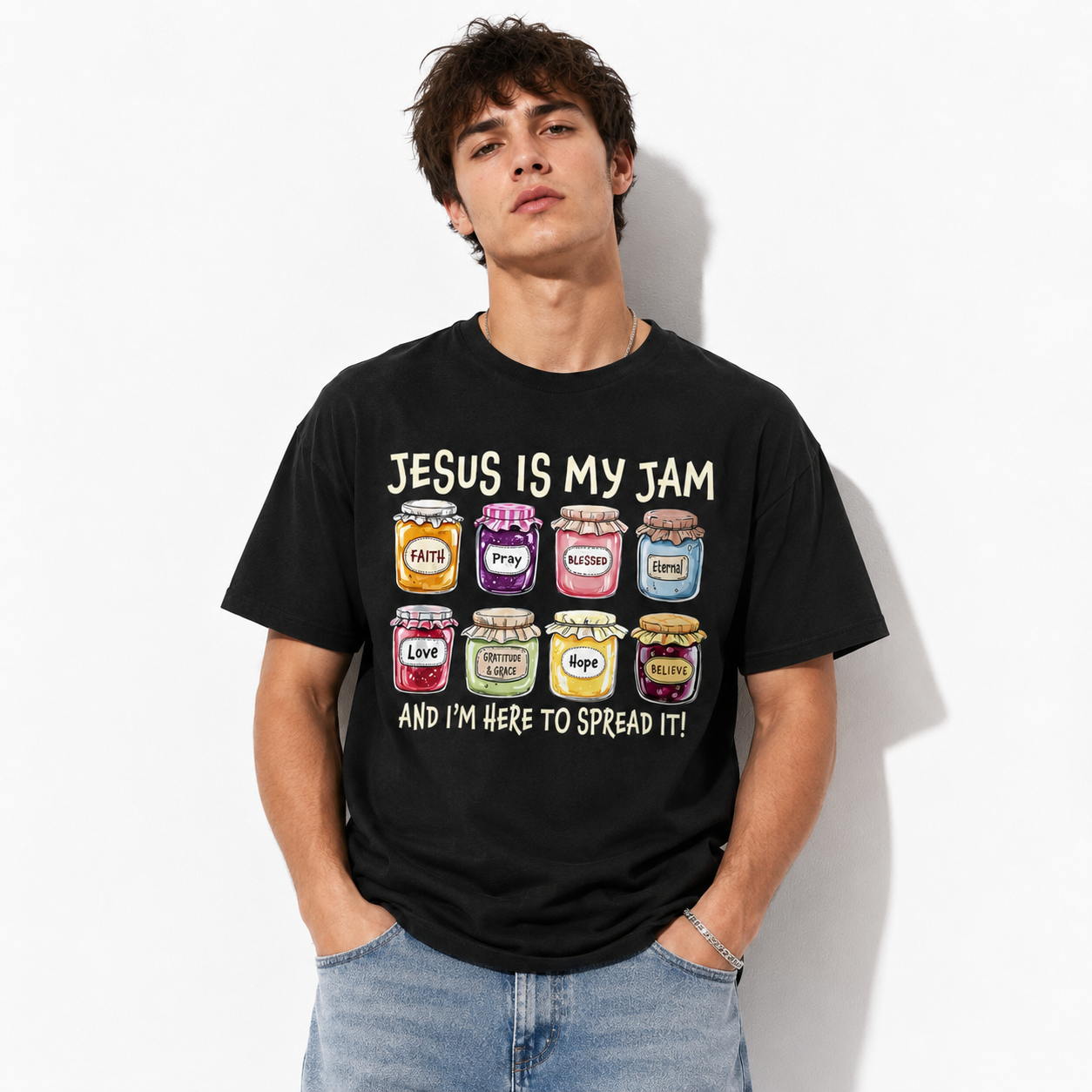 Jesus Is My Jam T-Shirt | Funny Christian Mason Jar Graphic Tee