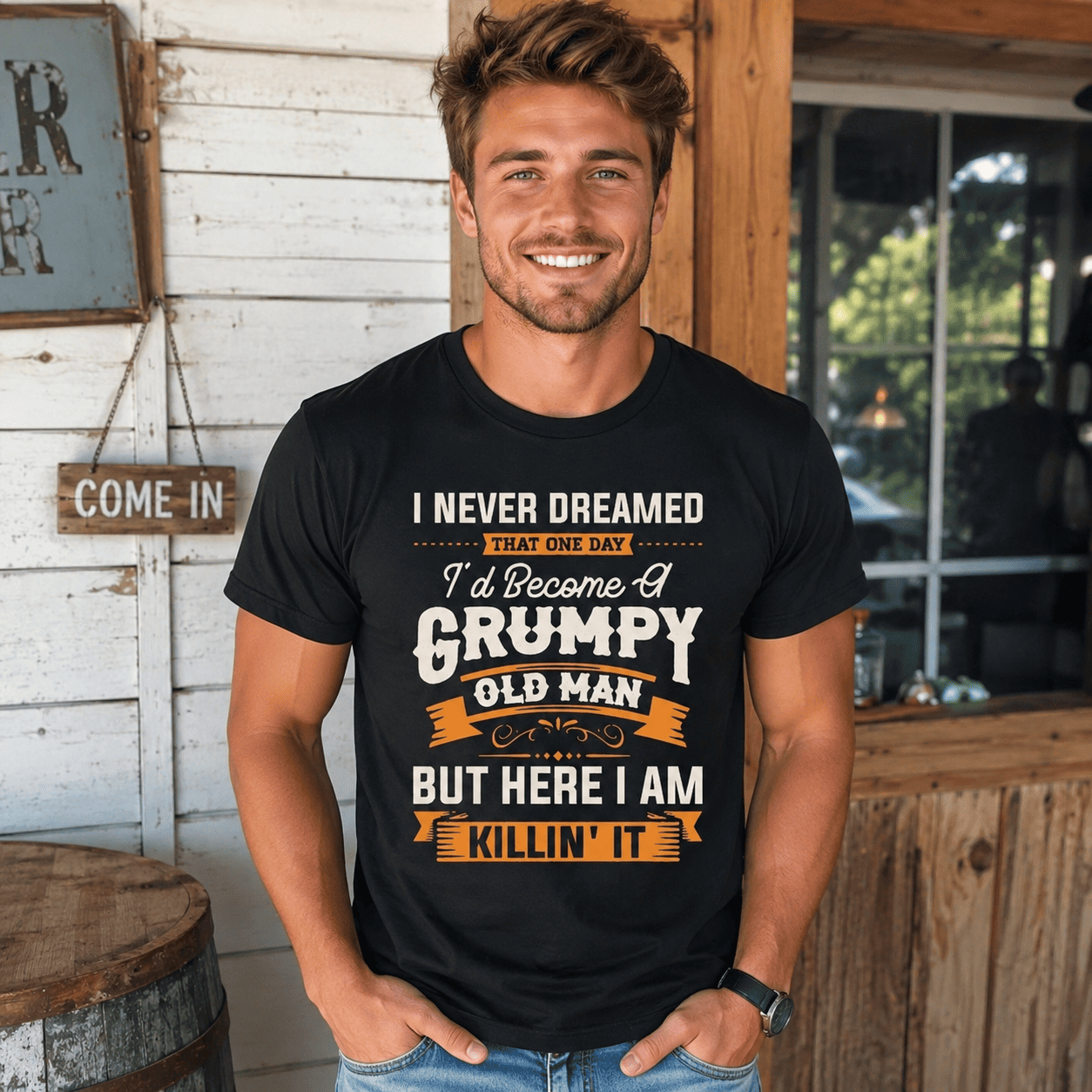 Funny Grumpy Old Man Killin' It T-Shirt | Sarcastic Grandpa Graphic Tee