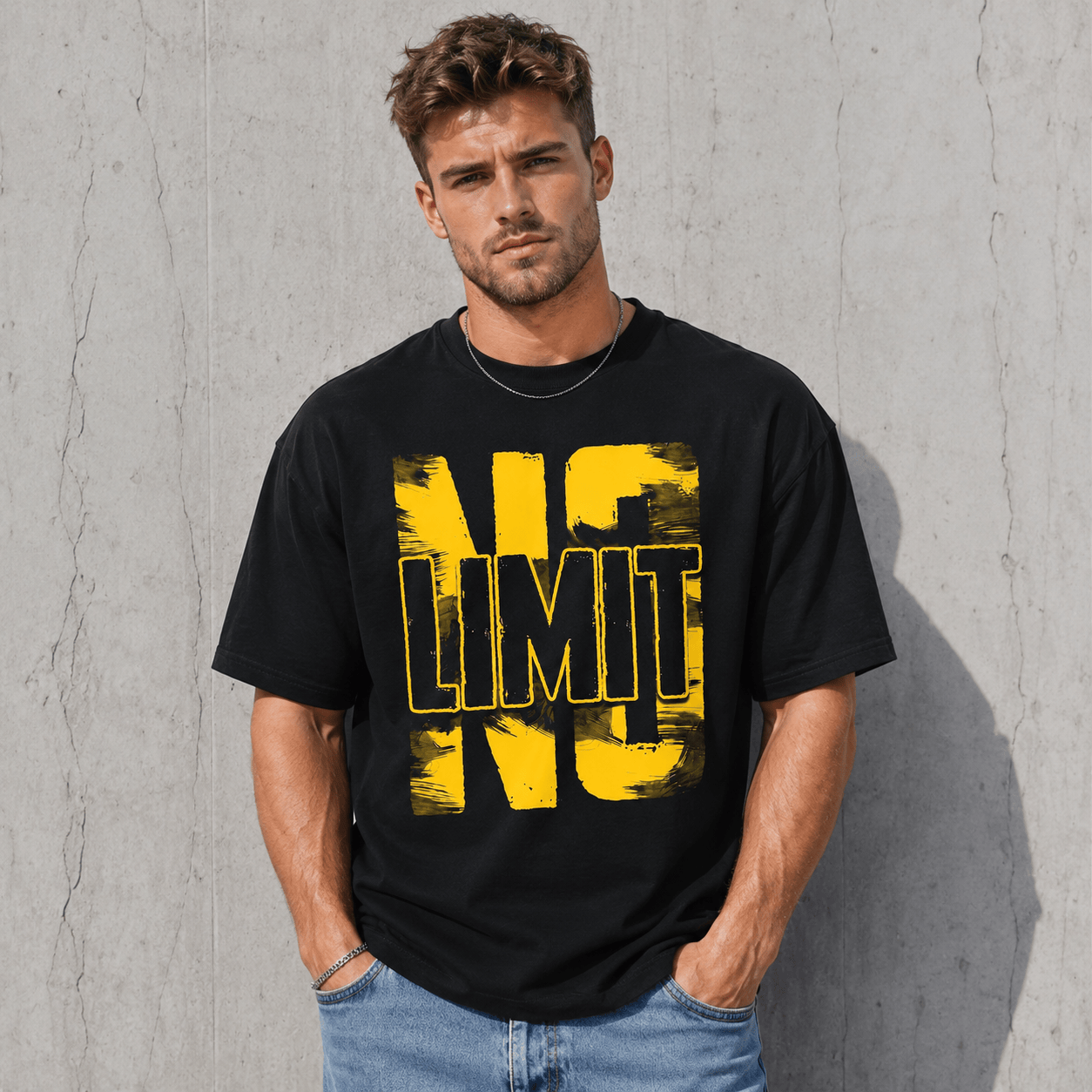 NO LIMIT Graphic T-Shirt – Bold Streetwear Tee, Unisex Black Shirt
