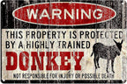 Funny Donkey Guard Metal Sign Warning Property Protected By Donkey Wall Decor