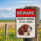 Funny Dog Warning Tin Sign - Cavalier King Charles Spaniel Metal Wall Decor
