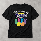 Chillin With My Peeps Funny Easter Bunny Graphic T-Shirt Cute Holiday Tee