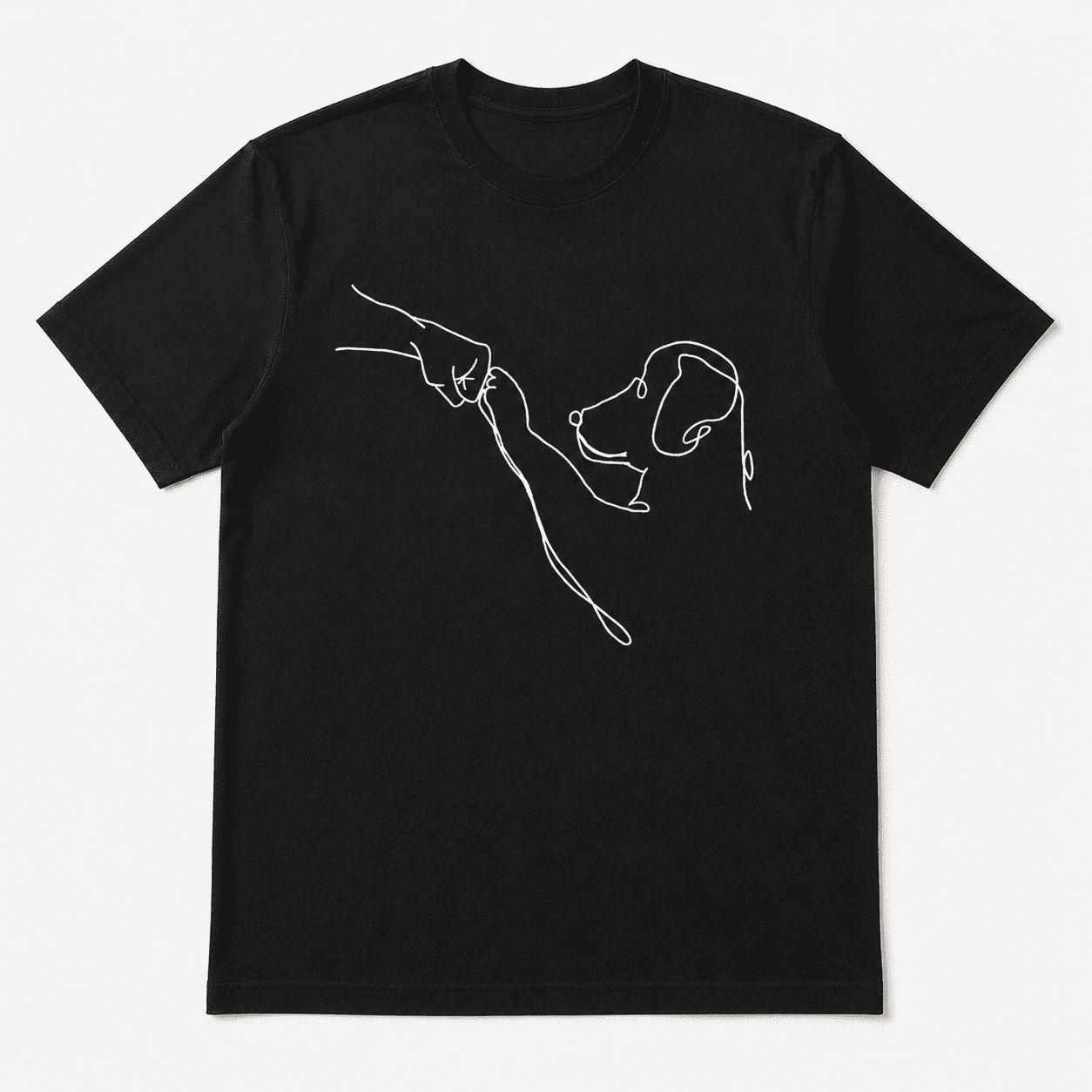 Man's Best Friend Fist Bump Graphic Tee - Minimalist Dog Lover Line Art T-Shirt