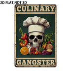 Rustic Culinary Gangster Metal Sign Retro Chef Skull Kitchen Wall Decor