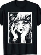 Horror Anime T Shirt Creepy Manga Japanese Harajuku Graphic Casual Tee