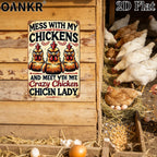 Funny Chicken Metal Sign - "Crazy Chicken Lady" Sarcastic Tin Decor