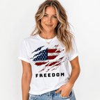 Distressed Freedom American Flag T-Shirt - Ripped Patriotic USA Graphic Tee