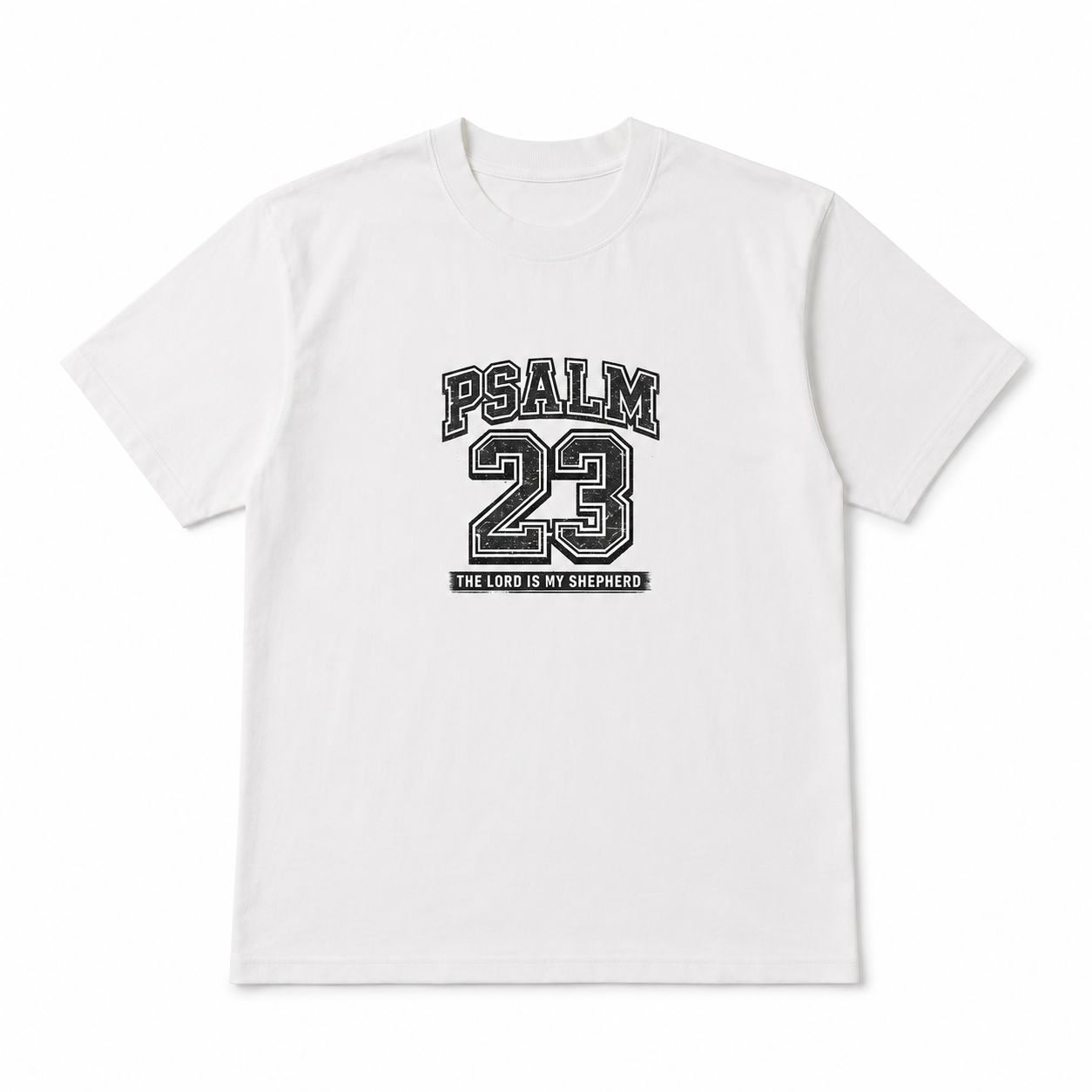 Christian Psalm 23 T-Shirt Faith Bible Verse Graphic Tee Casual Cotton Shirt