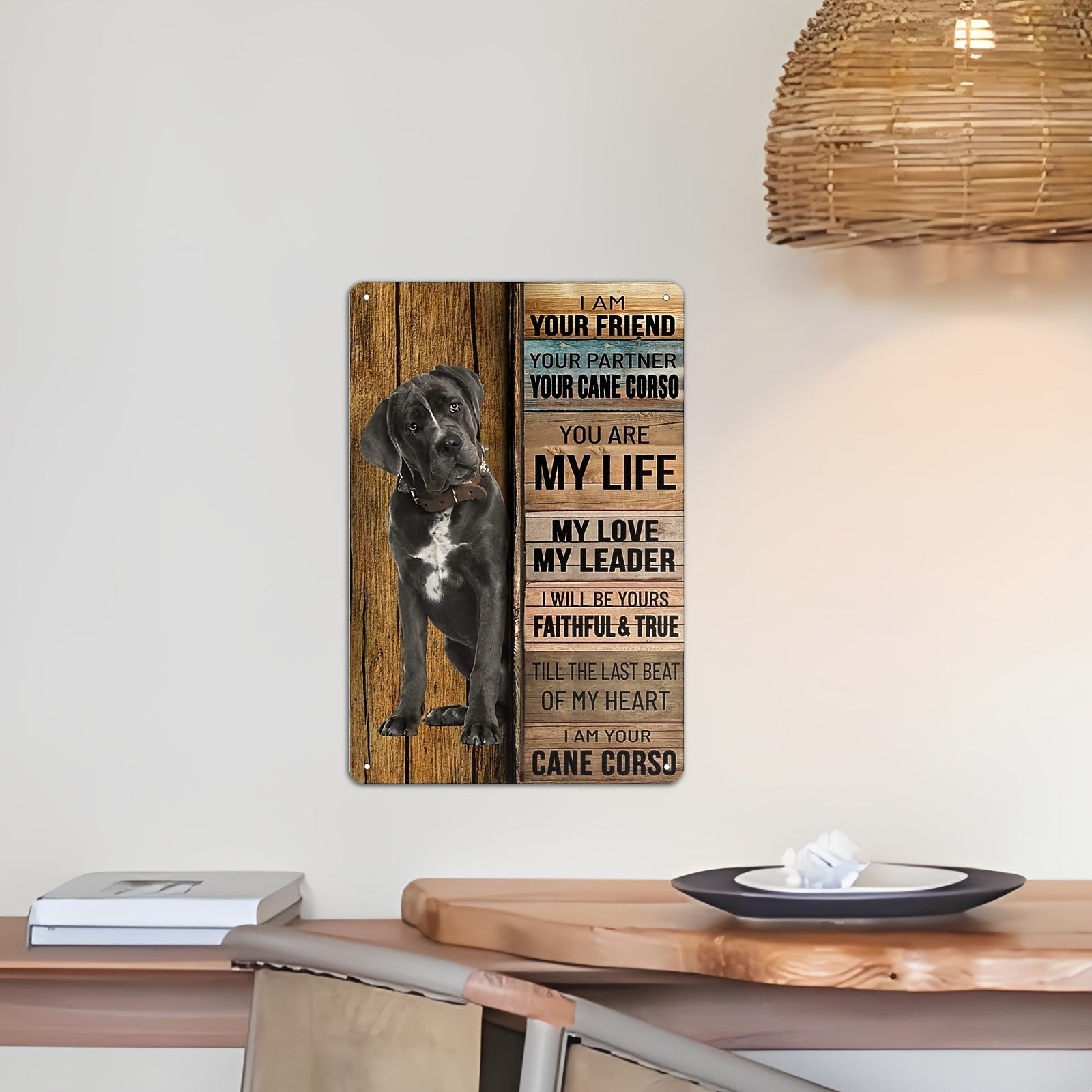 "Cane Corso" Metal Sign - Devoted Dog Quote Tin Wall Art Decor Plaque