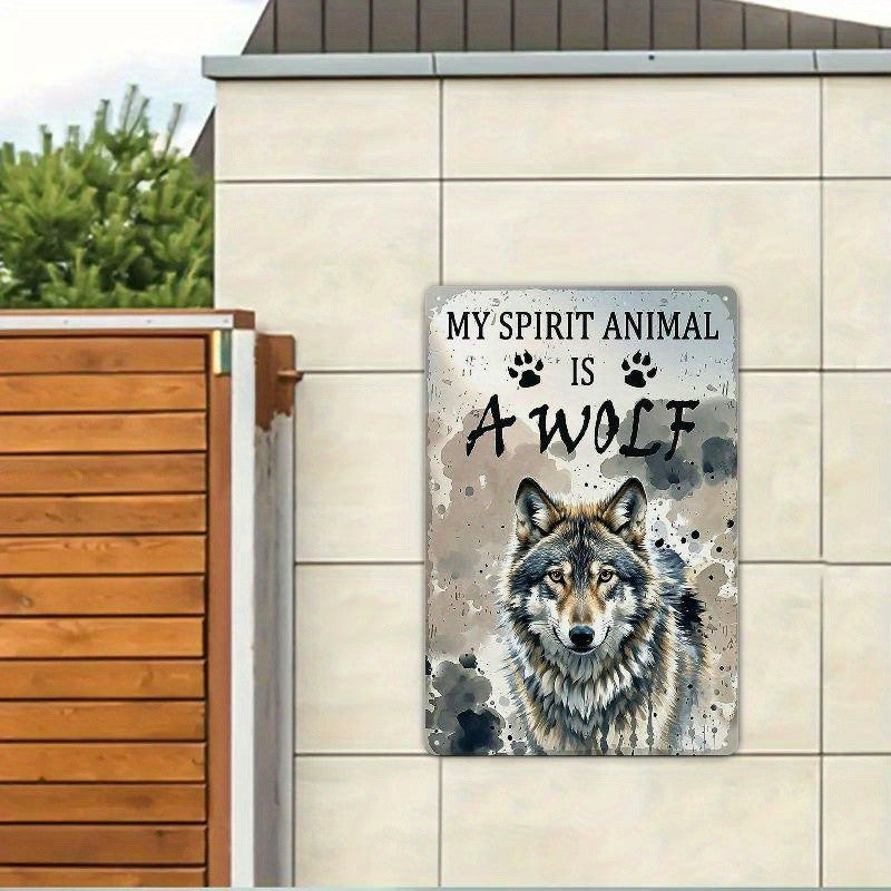 My Spirit Animal Is A Wolf Tin Sign Vintage Metal Wildlife Wall Decor Cabin Gift