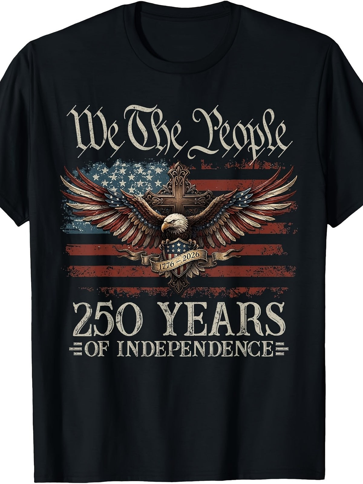 USA 250 Years 1776-2026 American Flag July 4th Patriotic Men's T-Shirt