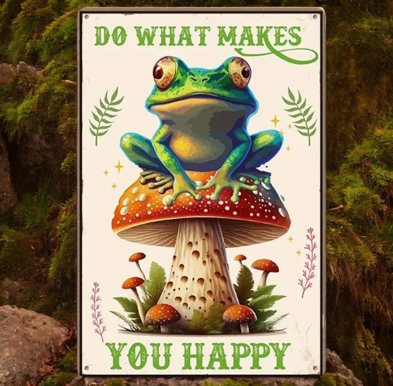 Do What Makes You Happy Frog Metal Tin Sign Inspirational Wall Decor