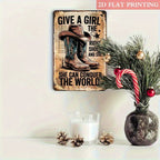 Retro Western Boot Metal Tin Sign Vintage Country Cowgirl Conquer World Wall Art