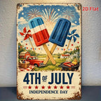 Independence Day Tin Sign - American BBQ Popsicle Metal Poster Wall Art Decor