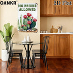 No Pricks Allowed Tin Sign - Humorous Retro Botanical Cactus Metal Poster