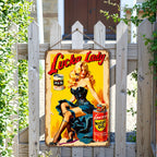 Retro Pin-Up Girl Tin Sign - Classic Motor Oil Metal Poster Wall Art Decor