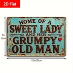 Sweet Lady Grumpy Old Man Metal Sign Vintage Country Kitchen Porch Wall Art Gift