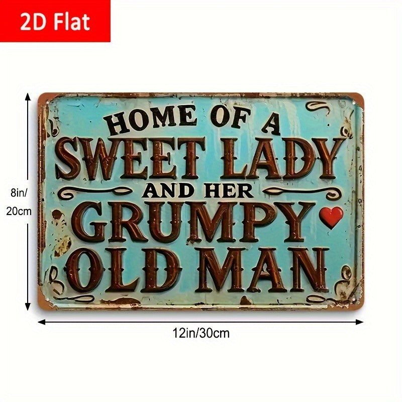Sweet Lady Grumpy Old Man Metal Sign Vintage Country Kitchen Porch Wall Art Gift