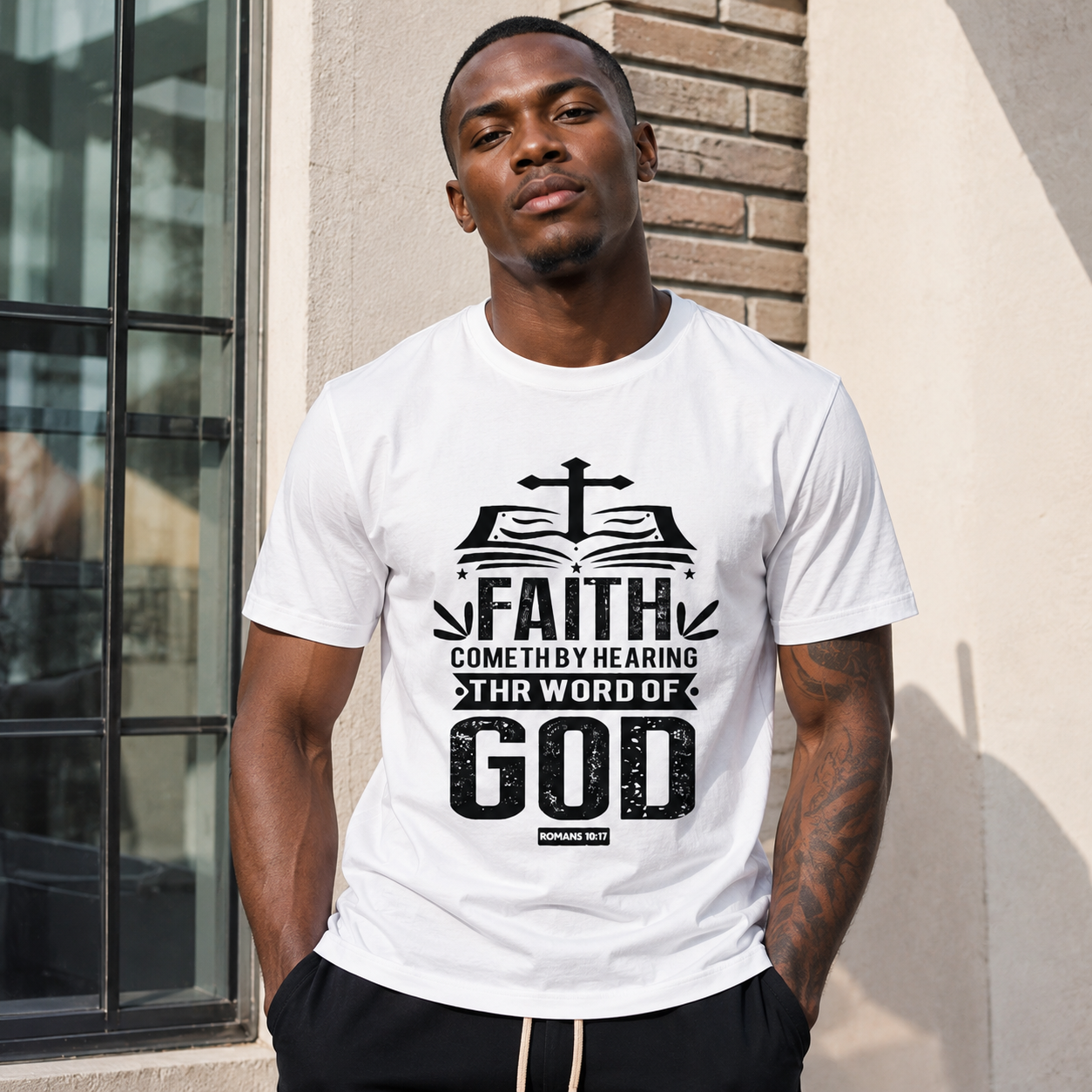 Faith Comes By Hearing God’s Word Christian Graphic Men’s Faith T-Shirt