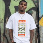 Blessed Shirt Vertical Text Graphic Tee Men Streetwear Casual T-Shirt