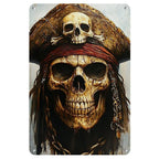 Pirate Skull Crossbones Tin Sign Retro Gothic Halloween Man Cave Wall Art