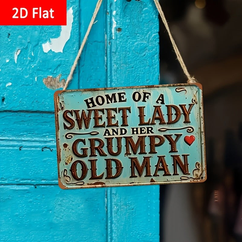 Sweet Lady Grumpy Old Man Metal Sign Vintage Country Kitchen Porch Wall Art Gift