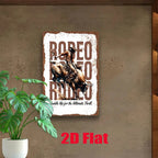 Rodeo Tin Sign - "Saddle Up for the Ultimate Thrill" Metal Wall Art Decor
