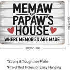 Memaw and Papaw's House Metal Tin Sign - Retro Grandparents Memories  Wall Art