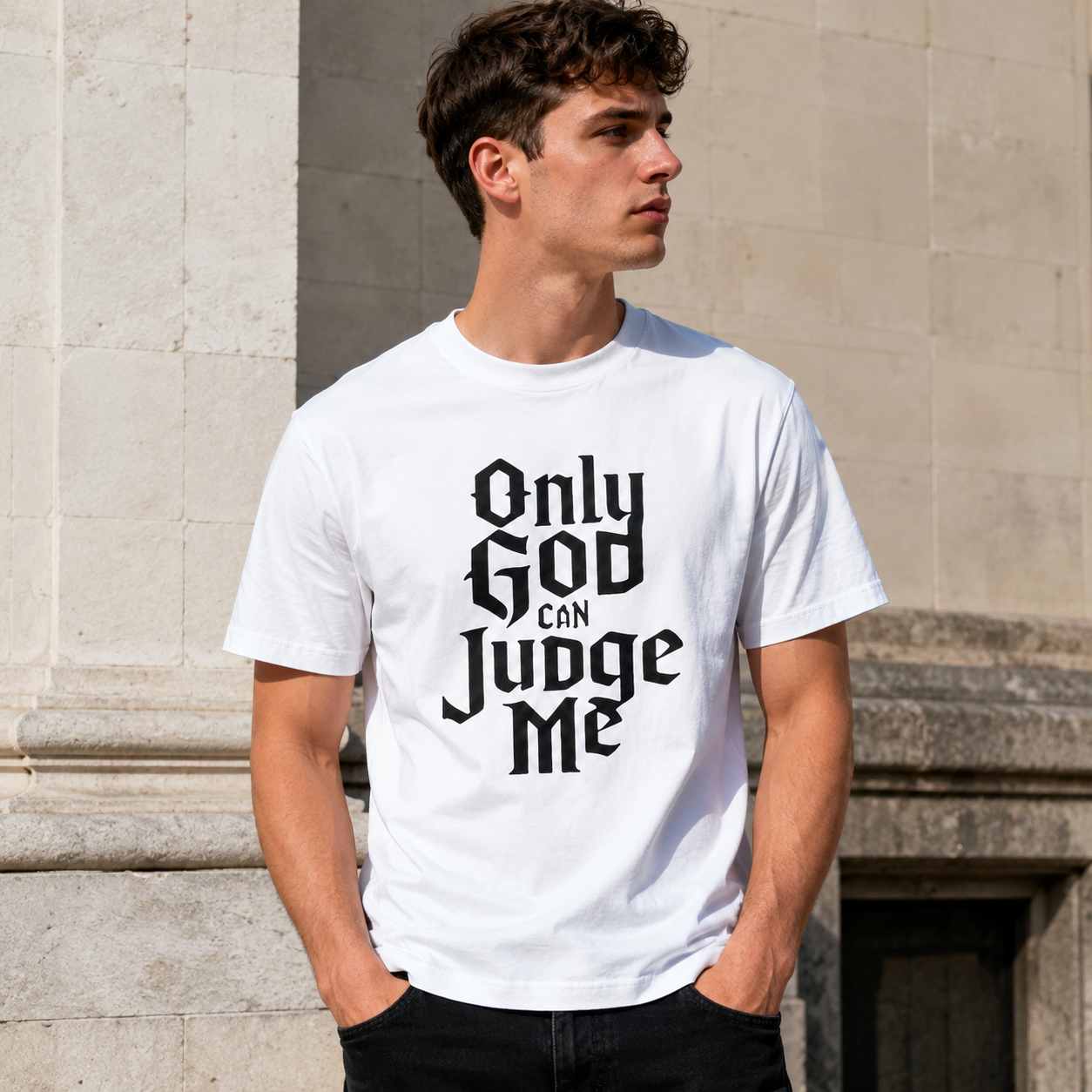 Only God Can Judge Me Christian Gothic Graphic Men’s T-Shirt Faith Tee