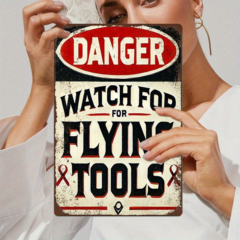 Retro Mechanic Tin Sign Sarcastic Adult Warning Humor Workshop Garage Wall Art