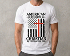 American Christian Faith T-Shirt - Patriotic Flag Cross Graphic - Religious Tee