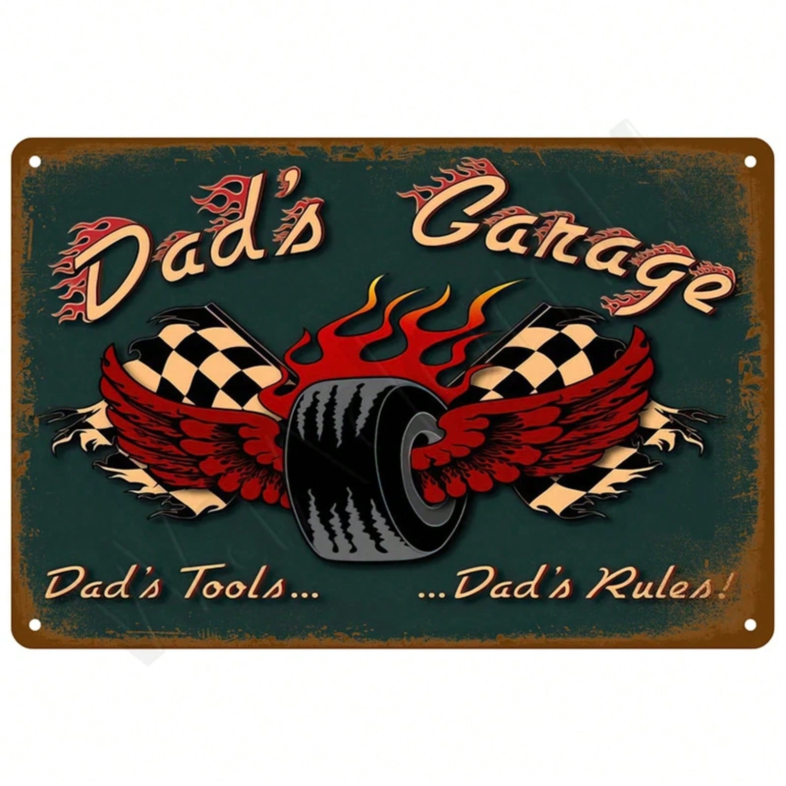Dad's Garage Metal Tin Sign - Vintage Hot Rod Man Cave Wall Decor Poster
