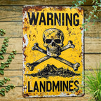 Funny Warning Landmines Metal Sign - Humorous Pet Dog Yard Waste Wall Decor