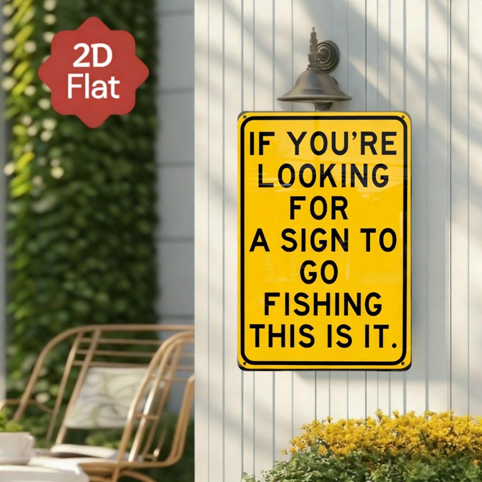 Fishing Humor Tin Sign - "Sign To Go Fishing" Metal Wall Art for Man Cave