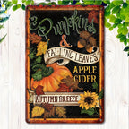 Retro Autumn Tin Sign Vintage Chalkboard Pumpkin Patch Porch Kitchen Wall Art